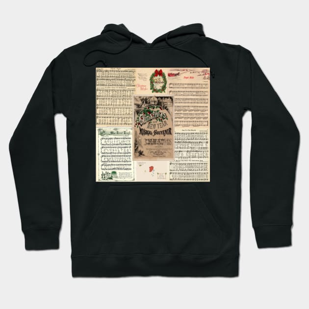 Vintage Christmas Music Carols Hoodie by RetroSalt